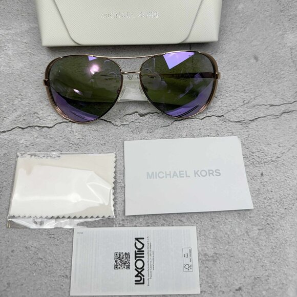 Share Michael Kors MK5004 Chelsea Aviator Sunglasses Rose Gold w/Purple Mirror 1 - Picture 1 of 10